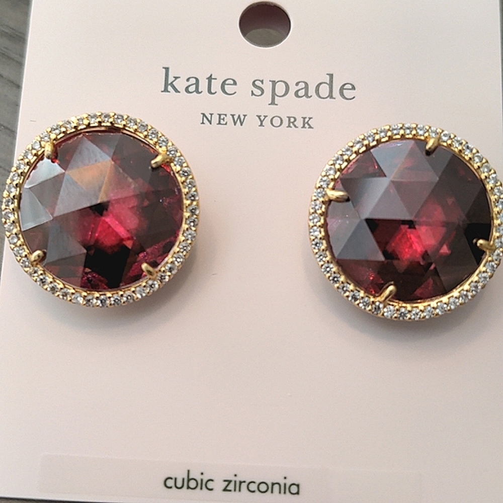 NEW Kate Spade She Has Spark Earrings in Fuchsia/Gold - Picture 4 of 5